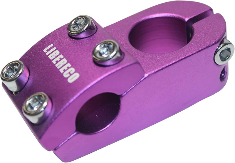 Libereco Aluminum Alloy BMX Stem: Fits 22.2mm Handlebar & 28.6mm Fork: Lightweight High-Strength Freestyle Stem (Purple (Matte Surface), 22.2x28.6x45) - Image 1
